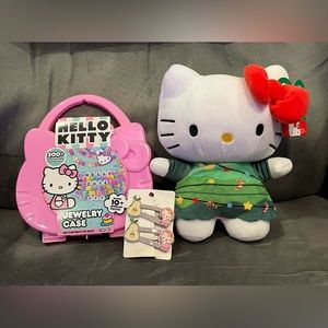 All New Hello Kitty Plush, Jewelry Making Case & Barrettes Bundle